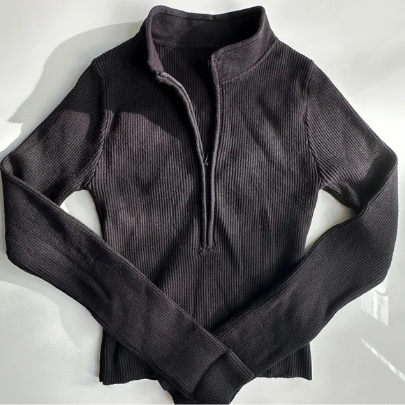 Zip Up Crop Ribbed - Picture 2 of 3